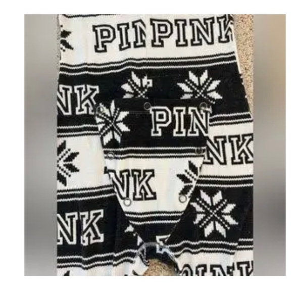 Victoria secret PiNK  onesie thermal pajama snowflakes NEW women - Picture 3 of 6